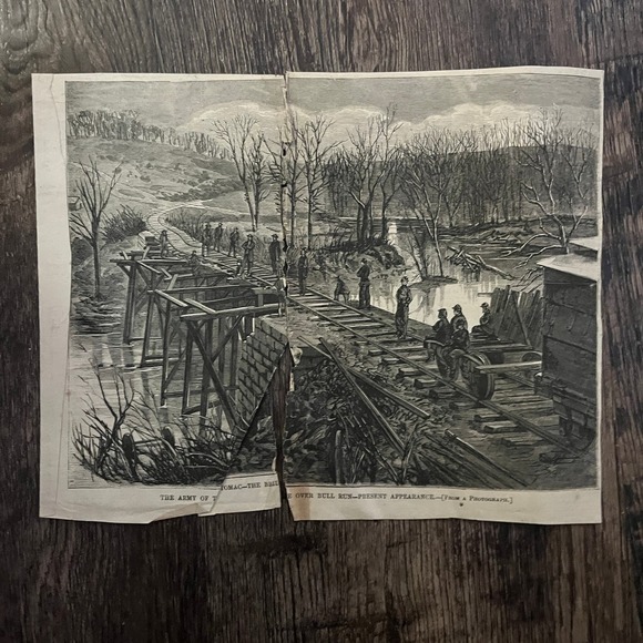 Army of the Potomac Over Bull Run Original 1863 Civil War Engraving C102 - Picture 2 of 3